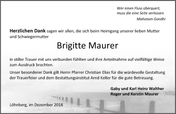 Traueranzeige von Brigitte Maurer von 206 WT - Weilburger Tageblatt (140)