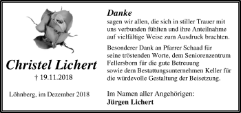 Traueranzeige von Christel Lichert von 206 WT - Weilburger Tageblatt (140)