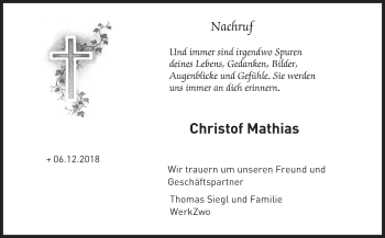 Traueranzeige von Christof Mathias von 582 Camberger Anzeiger