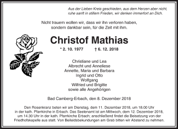 Traueranzeige von Christof Mathias von 564 Usinger Anzeiger