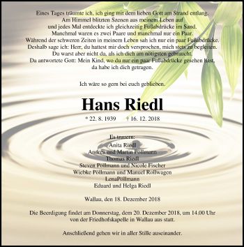 Traueranzeige von Hans Riedl von 205 HA - Hinterländer Anzeiger (130)