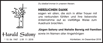 Traueranzeige von Harald Satony von 582 Camberger Anzeiger