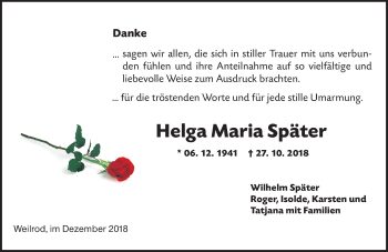 Traueranzeige von Helga Maria Später von 582 Camberger Anzeiger