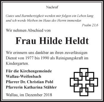 Traueranzeige von Hilde Heldt von 205 HA - Hinterländer Anzeiger (130)