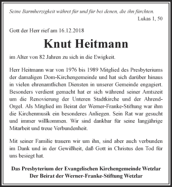 Traueranzeige von Knut Heitmann von 201 WNZ - Wetzlarer Neue Zeitung (110)