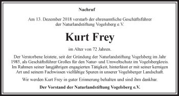 Traueranzeige von Kurt Frey von VRM Trauer