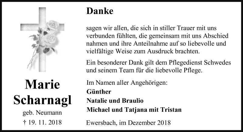  Traueranzeige für Marie Scharnagl vom 27.12.2018 aus 202 Dill Block (120)