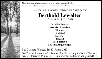 Traueranzeige von Berthold Lewalter von 582 Camberger Anzeiger