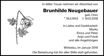 Traueranzeige von Brunhilde Neugebauer von 206 WT - Weilburger Tageblatt (140)