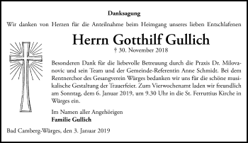 Traueranzeige von Gotthilf Gullich von 582 Camberger Anzeiger