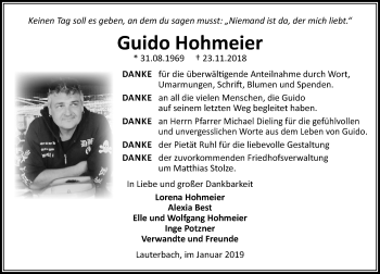 Traueranzeige von Guido Hohmeier von VRM Trauer