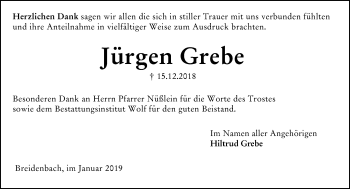 Traueranzeige von Jürgen Grebe von 205 HA - Hinterländer Anzeiger (130)
