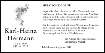 Traueranzeige von Karl-Heinz Hermann von 202 Dill Block (120)