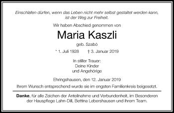 Traueranzeige von Maria Kaszli von 201 WNZ - Wetzlarer Neue Zeitung (110)