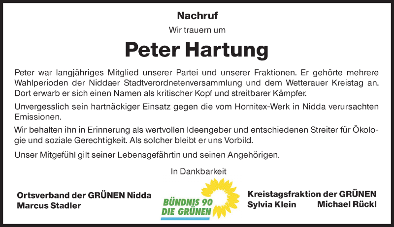  Traueranzeige für Peter Hartung vom 12.01.2019 aus 561 Kreisanzeiger