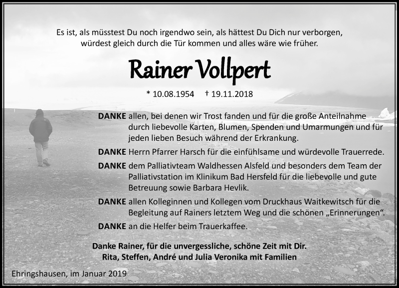  Traueranzeige für Rainer Vollpert vom 12.01.2019 aus VRM Trauer