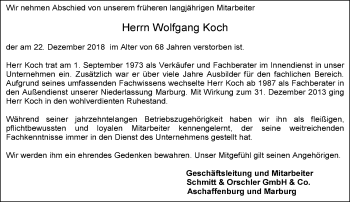 Traueranzeige von Wolfgang Koch von 205 HA - Hinterländer Anzeiger (130)