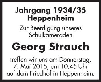 Traueranzeige von Georg Strauch von Starkenburger Echo