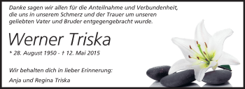 Traueranzeige von Werner Triska von Rüsselsheimer Echo, Groß-Gerauer-Echo, Ried Echo