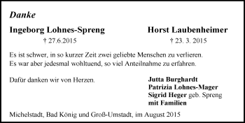 Traueranzeige von Horst Laubenheimer von trauer.echo-online.de