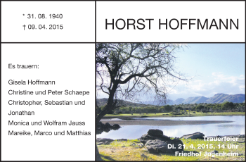 Traueranzeige von Horst Hoffmann von Echo-Zeitungen (Gesamtausgabe)