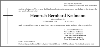Traueranzeige von Heinrich Bernhard Keilmann von Rüsselsheimer Echo, Groß-Gerauer-Echo, Ried Echo