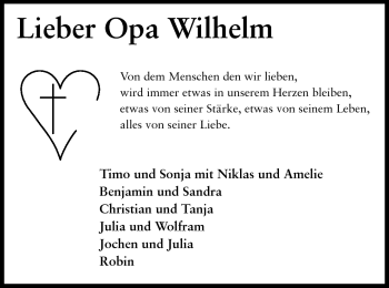 Traueranzeige von Wilhelm Bär von Odenwälder Echo