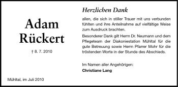 Traueranzeige von Adam Rückert von Darmstädter Echo, Odenwälder Echo, Rüsselsheimer Echo, Groß-Gerauer-Echo, Ried Echo