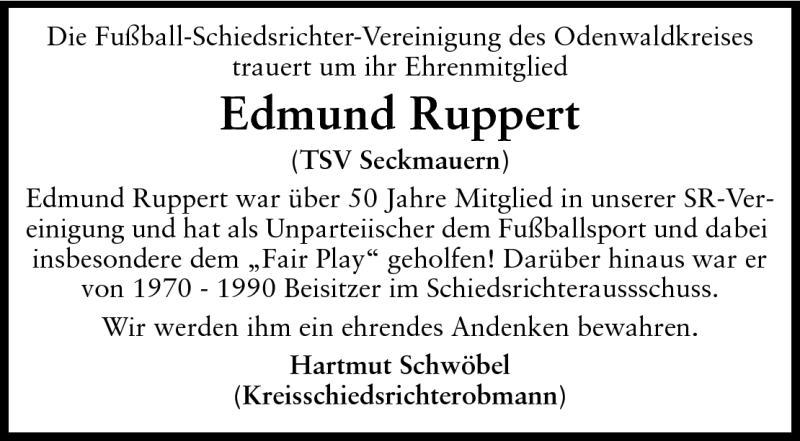  Traueranzeige für Edmund Ruppert vom 24.07.2010 aus Odenwälder Echo