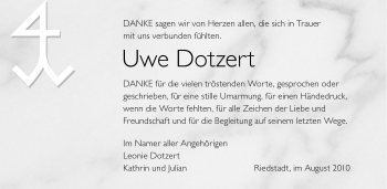 Traueranzeige von Uwe Dotzert von Echo-Zeitungen (Gesamtausgabe)