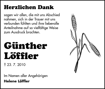 Traueranzeige von Günther Löffler von Echo-Zeitungen (Gesamtausgabe)