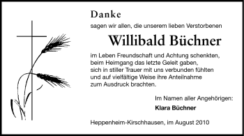 Traueranzeige von Willibald Büchner von Starkenburger Echo