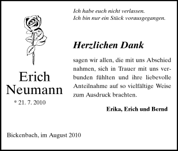Traueranzeige von Erich Neumann von Echo-Zeitungen (Gesamtausgabe)