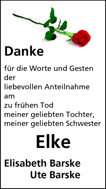 Traueranzeige von Elke - von Darmstädter Echo, Odenwälder Echo, Rüsselsheimer Echo, Groß-Gerauer-Echo, Ried Echo