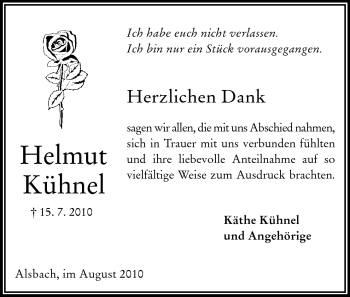 Traueranzeige von Wilhelm Kühnel von Echo-Zeitungen (Gesamtausgabe)