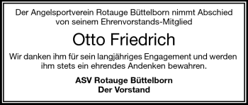 Traueranzeige von Otto Friedrich von Rüsselsheimer Echo, Groß-Gerauer-Echo, Ried Echo
