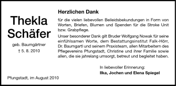 Traueranzeige von Thekla Schäfer von Echo-Zeitungen (Gesamtausgabe)