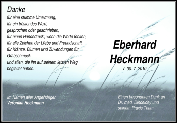 Traueranzeige von Eberhard Heckmann von Odenwälder Echo