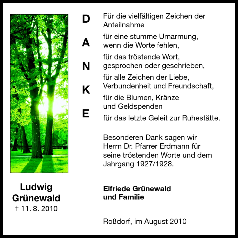  Traueranzeige für Ludwig Grünewald vom 04.09.2010 aus Darmstädter Echo, Odenwälder Echo, Rüsselsheimer Echo, Groß-Gerauer-Echo, Ried Echo