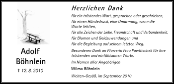 Traueranzeige von Adolf Böhnlein von Odenwälder Echo