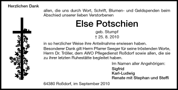 Traueranzeige von Else Potschien von Echo-Zeitungen (Gesamtausgabe)