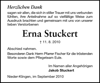 Traueranzeige von Erna Anna Stuckert von Echo-Zeitungen (Gesamtausgabe)