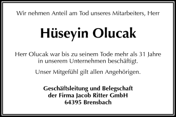Traueranzeige von Hüseyin Oiucak von Darmstädter Echo, Odenwälder Echo, Rüsselsheimer Echo, Groß-Gerauer-Echo, Ried Echo