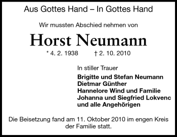 Traueranzeige von Horst Neumann von Starkenburger Echo