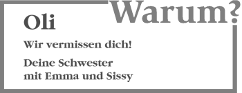 Traueranzeige von Oliver Frey von Darmstädter Echo, Odenwälder Echo, Rüsselsheimer Echo, Groß-Gerauer-Echo, Ried Echo