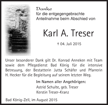 Traueranzeige von Karl A. Treser von trauer.echo-online.de