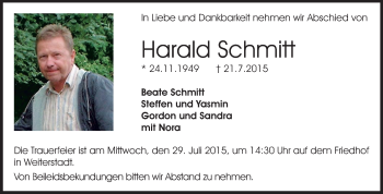 Traueranzeige von Harald Schmitt von Echo-Zeitungen (Gesamtausgabe)