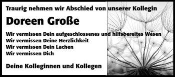 Traueranzeige von Doreen Große von Starkenburger Echo