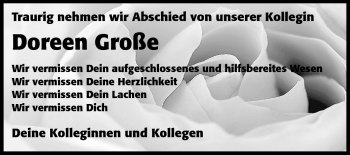Traueranzeige von Doreen Große von Starkenburger Echo