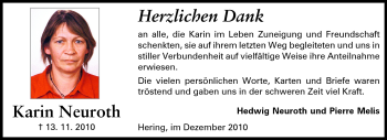 Traueranzeige von Karin Neuroth von Darmstädter Echo, Odenwälder Echo, Rüsselsheimer Echo, Groß-Gerauer-Echo, Ried Echo